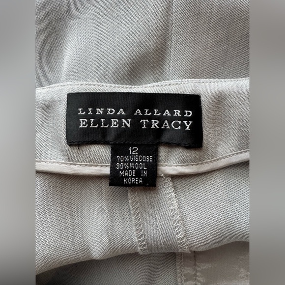Linda Allard Ellen Tracy Light Gray Woman's Wool Straight Leg Pants, Size 12 - Picture 3 of 8